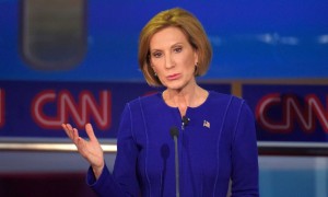 Republican presidential candidate Carly Fiorina speaks during the CNN Republican presidential debate at the Ronald Reagan Presidential Library and Museum on Sept. 16, 2015