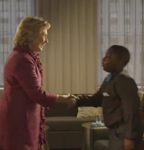 Sec. Hillary Clinton pledged to help people with mental health problems get assistance, not jail time, when asked by a young boy named Chris of the National Action Network.