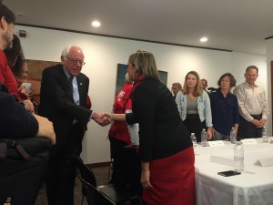 Presidential hopeful Bernie Sanders holds a caregiver roundtable discussion about the issues Iowans who are primary care givers for their loved ones who are sick or disabled, on Sunday, Nov. 15, 2015, at the Central Presbyterian Church in Des Moines.