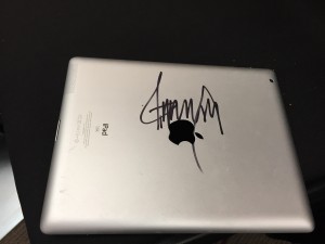 Donald Trump signed Justin's iPad