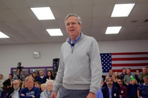 Gov. Jeb Bush speaking during a town hall in Derry, New Hampshire, February 4, 2016.
