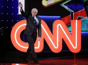 Bernie Sanders at the CNN Democratic Debate in Flint, Michigan