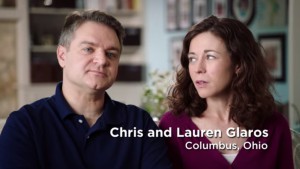 Screenshot of ad of Chris and Lauren Glaros