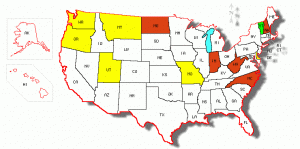 Map showing which states have gubernatorial candidates who responded to the questionnaire