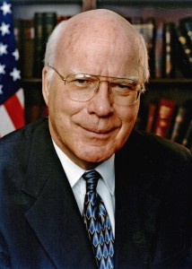 Headshot of Patrick Leahy wearing a suit in a library