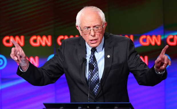 Bernie Sanders at the CNN Democratic Debate in Flint, Michigan