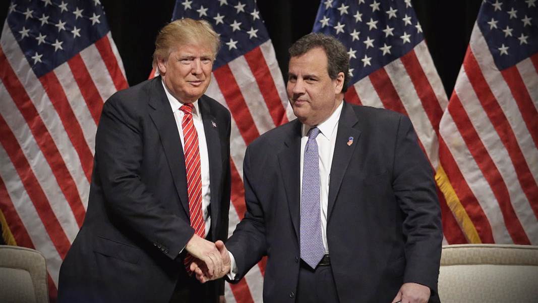 President Elect Donald Trump shaking hands with Gov. Christie, who is leading his transition team