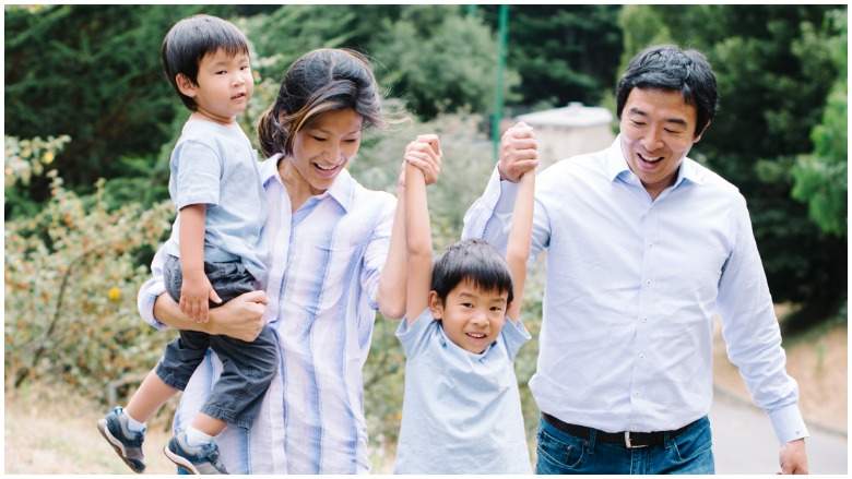 Yang with his wife and two sons