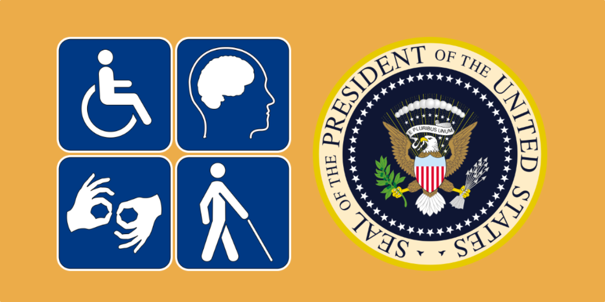 Accessibility Symbols and the seal of the President of the United States