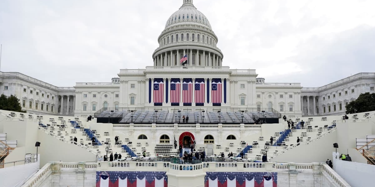 The U.S. capitol stage set up for the Inauguration of Joe Biden