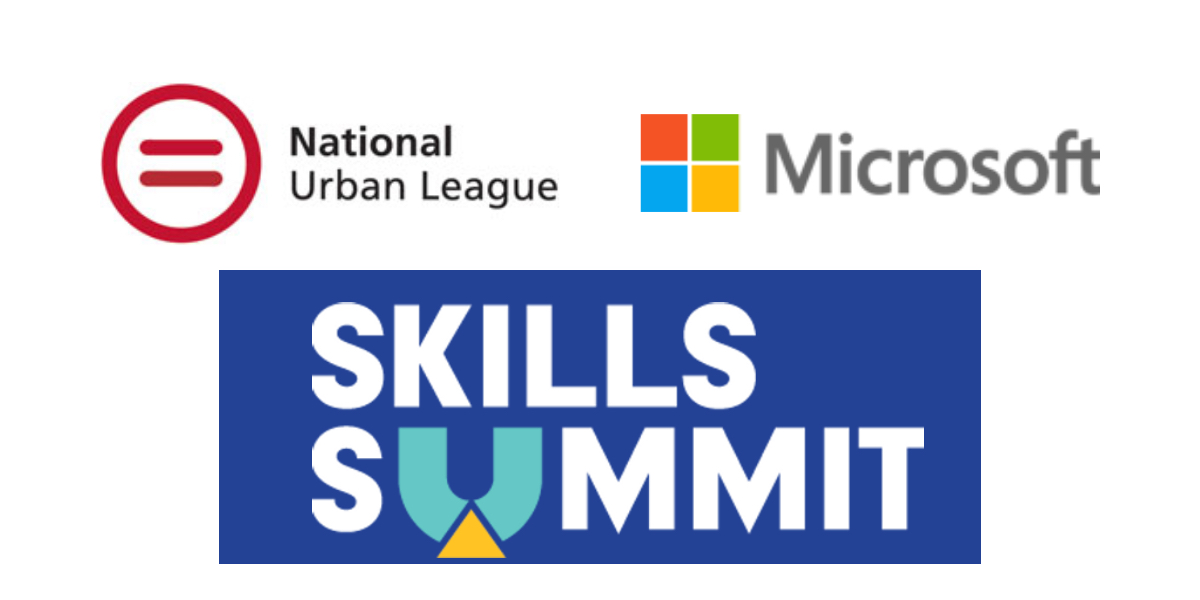 Logos for the National urban league, Microsoft, and the Skills Summit